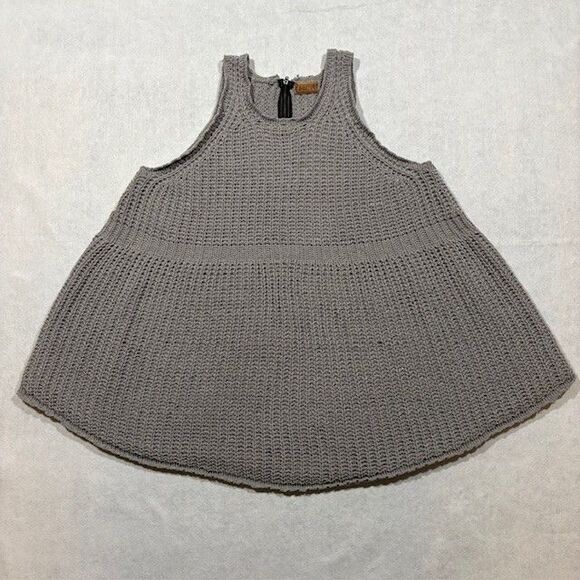 POL Tops - POL Womens Large Gray Chenille Chunky Knit Tank Top Boho Sleeveless
